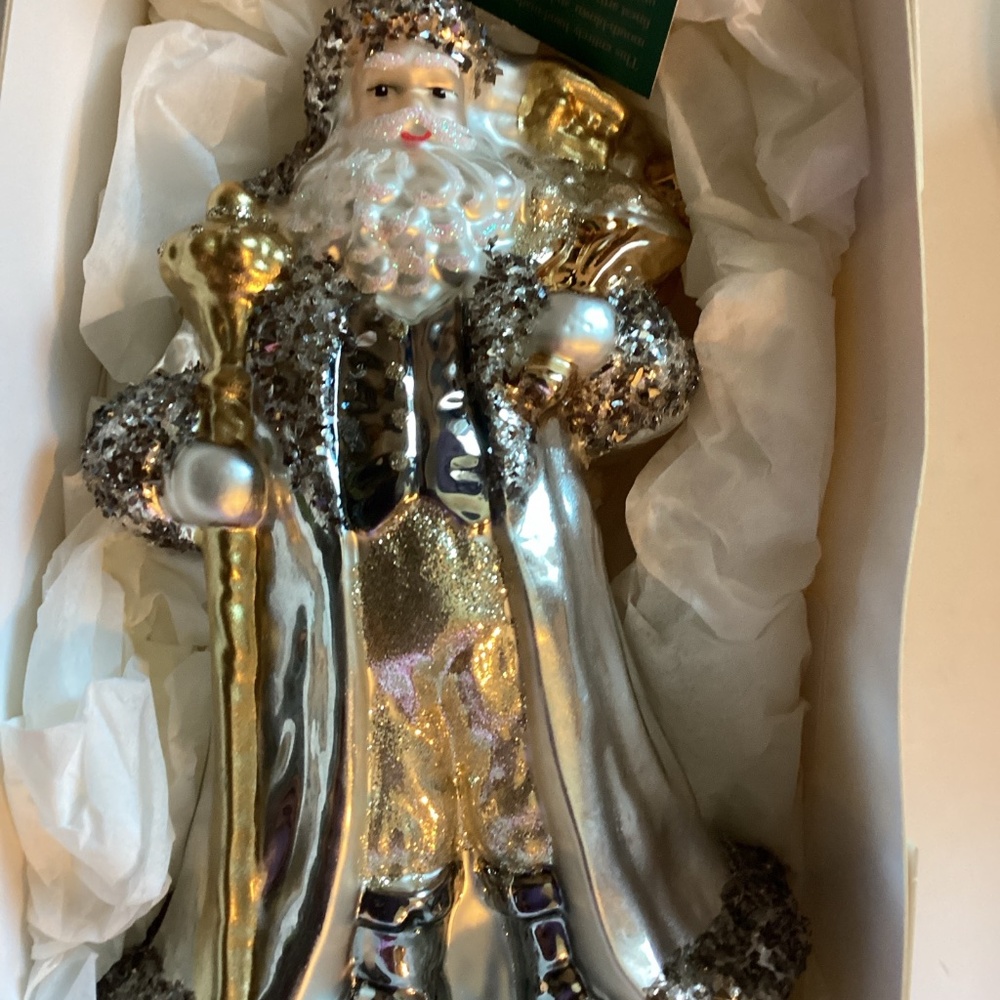 Blown Glass Santa Ornament Made in Poland